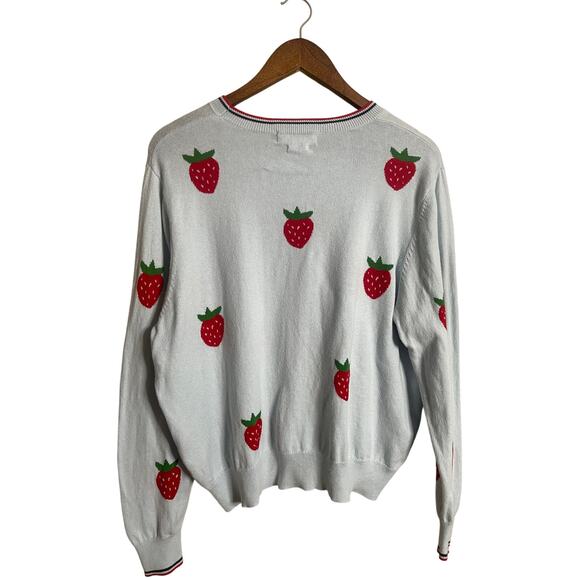 Clare V. Classic Strawberry Sweater Cotton Cashmere Womans Large - Picture 3 of 11